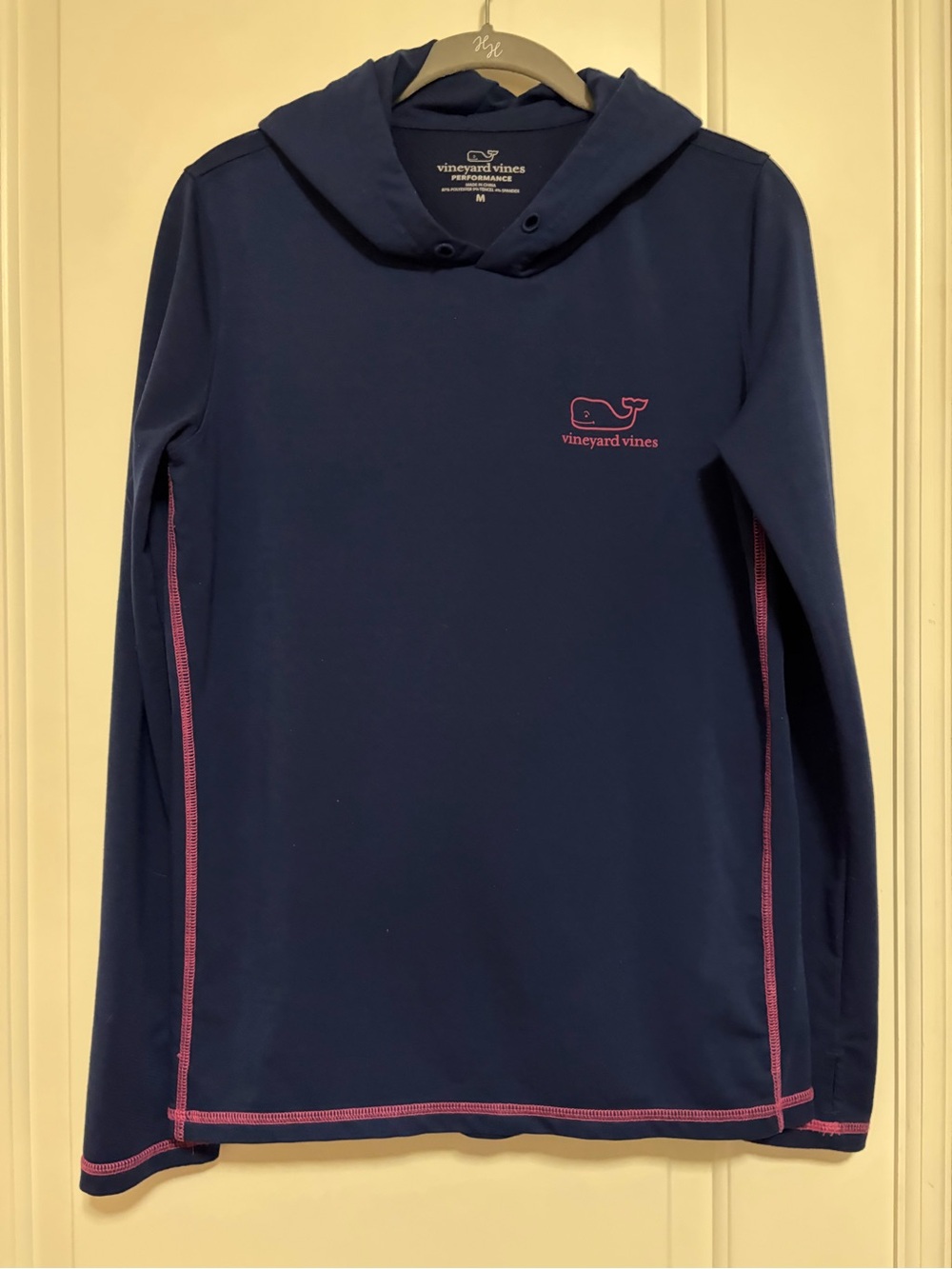 🐳💕🐋Vineyard Vines Navy & Pink L/Hooded Performance Dry Fit Rashguard🐳💕🐋